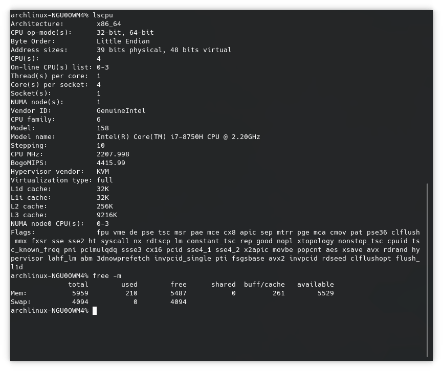 VM specs