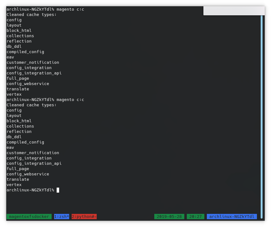 xfs second magento cache clean