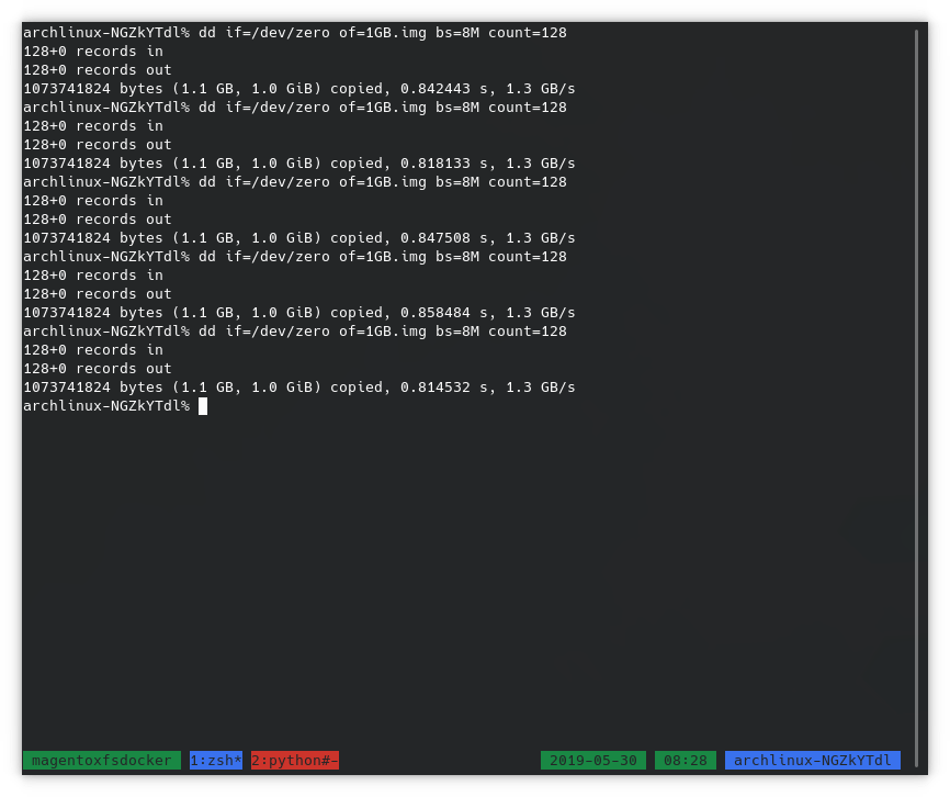 xfs zeroes dd write