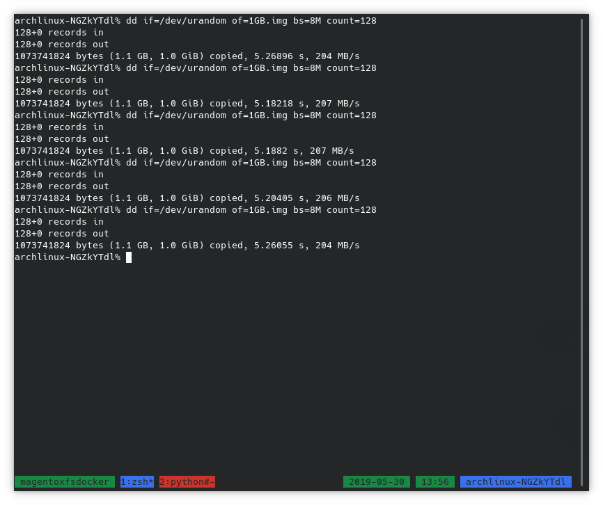 xfs random dd write